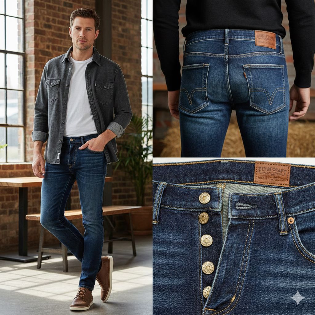 Men’s Slim Fit Dark Blue Stretch Denim Jeans (Copy)